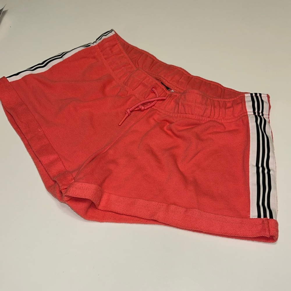 Adidas Shorts with stripes down the side| peachy salmon color | Size Medium